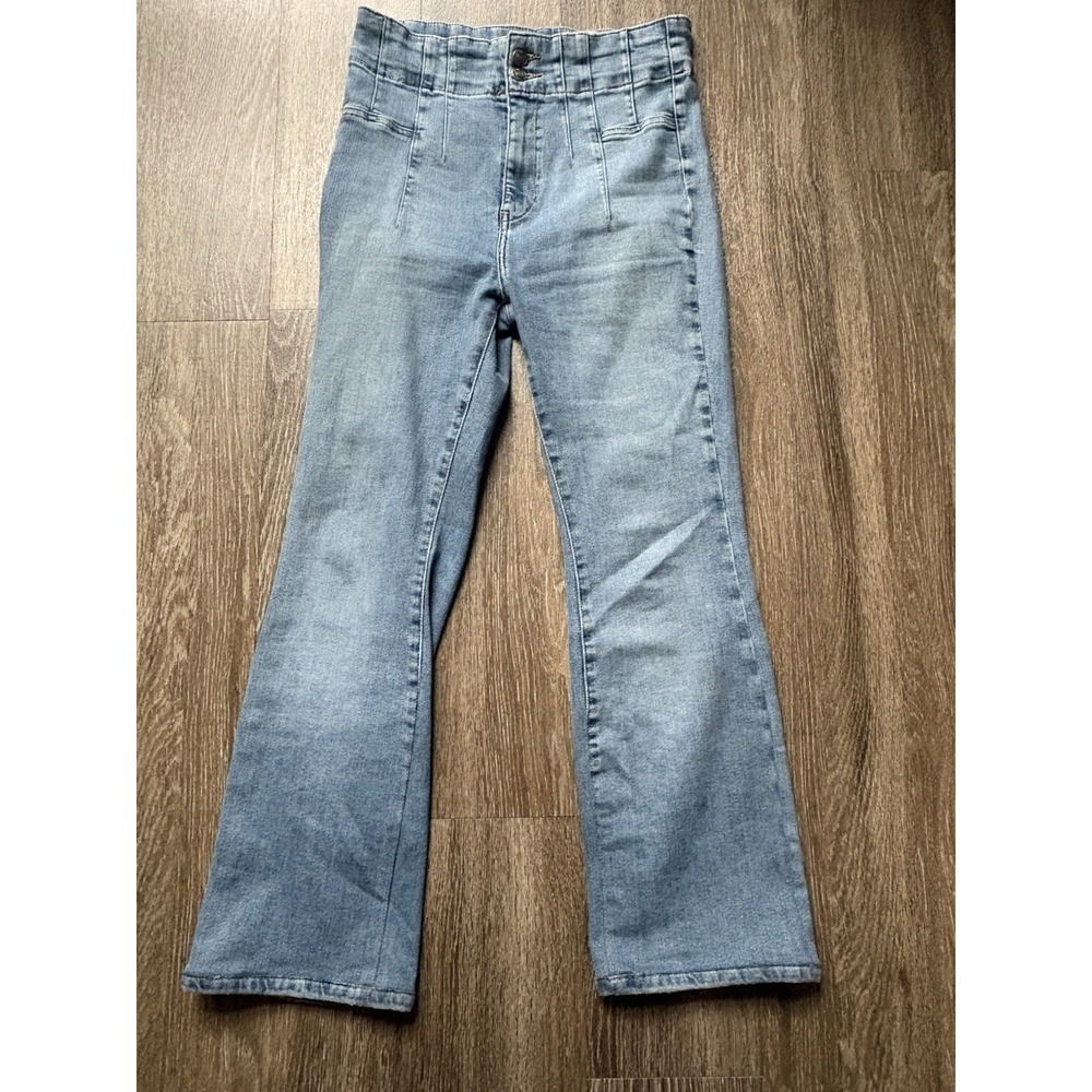 We The Free Womens Blue Denim Light Wash High-Rise Flared Jeans Size 29